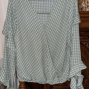 Max Studio Green Geometric Blouse
